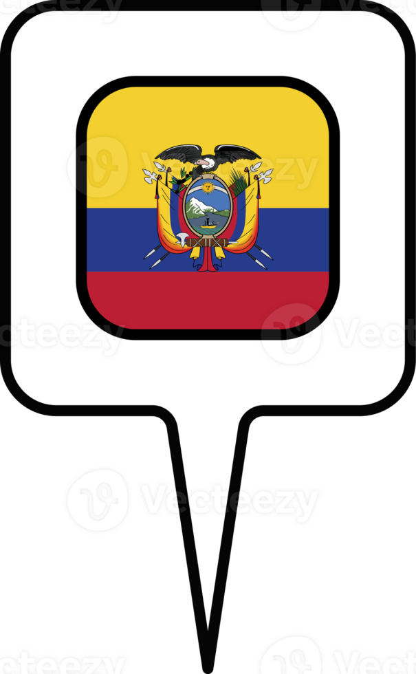 Ecuador flag Map pointer icon, square design. png