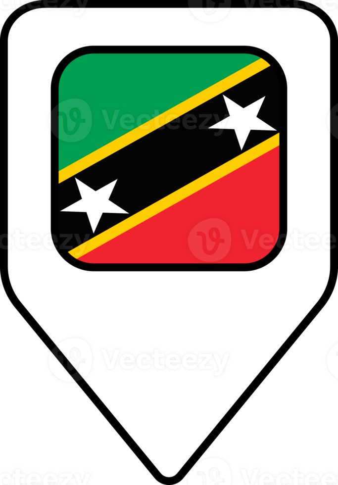 Saint Kitts and Nevis flag map pin navigation icon, square design. png