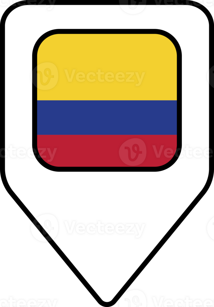 Colombia flag map pin navigation icon, square design. png
