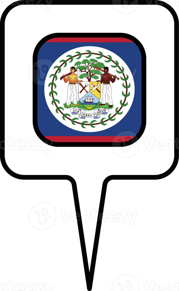 Belize flag Map pointer icon, square design. png