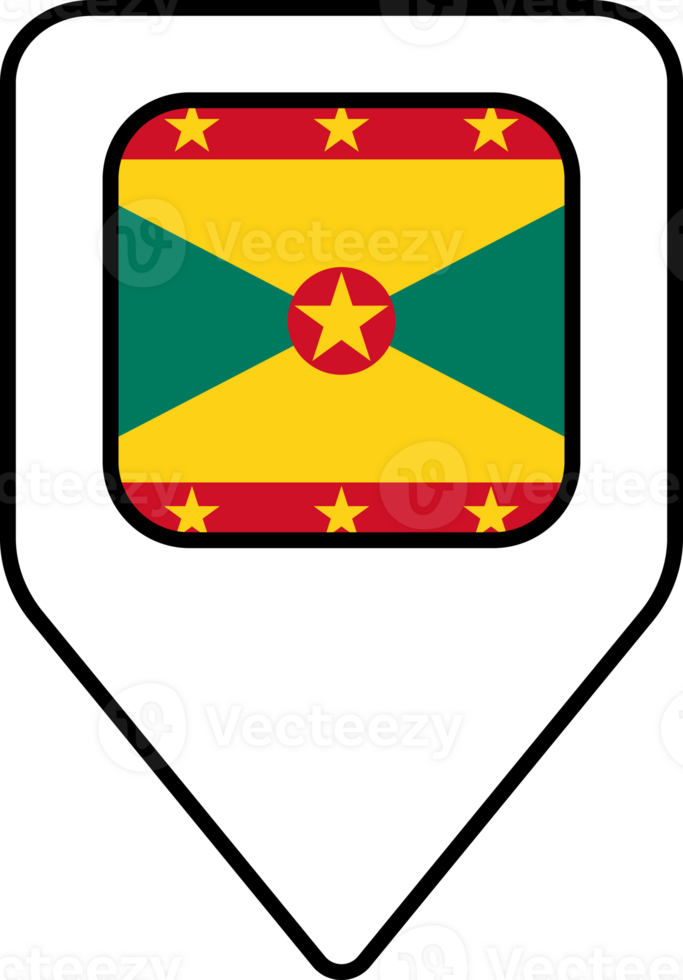 Grenada flag map pin navigation icon, square design. png