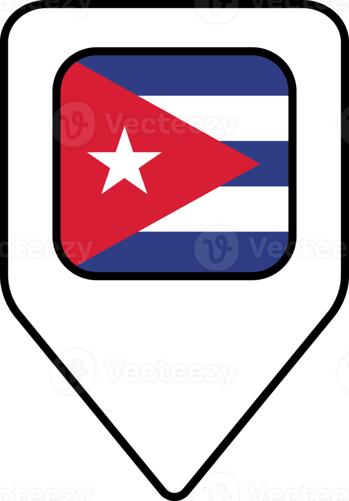 Cuba flag map pin navigation icon, square design. png
