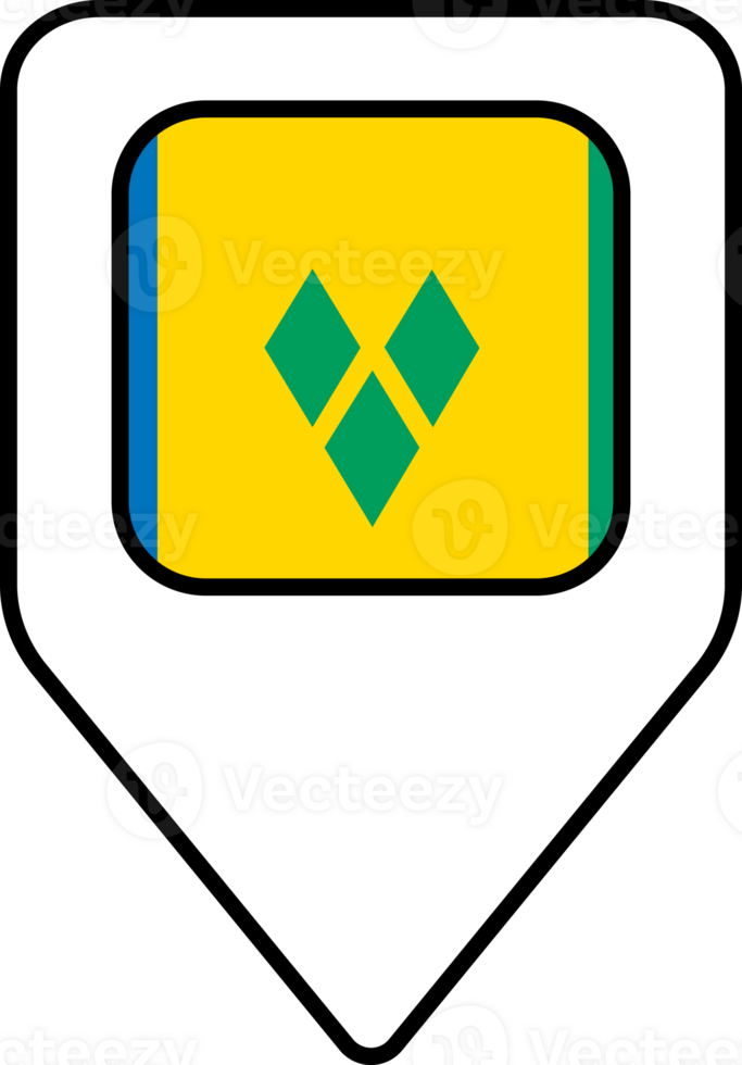 Saint Vincent and the Grenadines flag map pin navigation icon, square design. png
