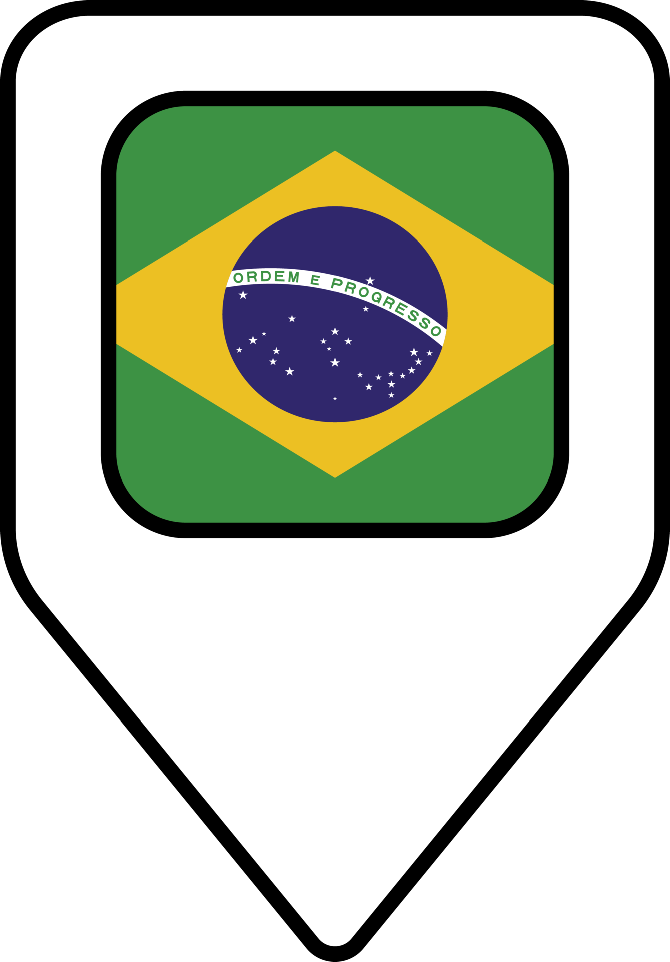 Brazil flag map pin navigation icon, square design. 23520988 PNG