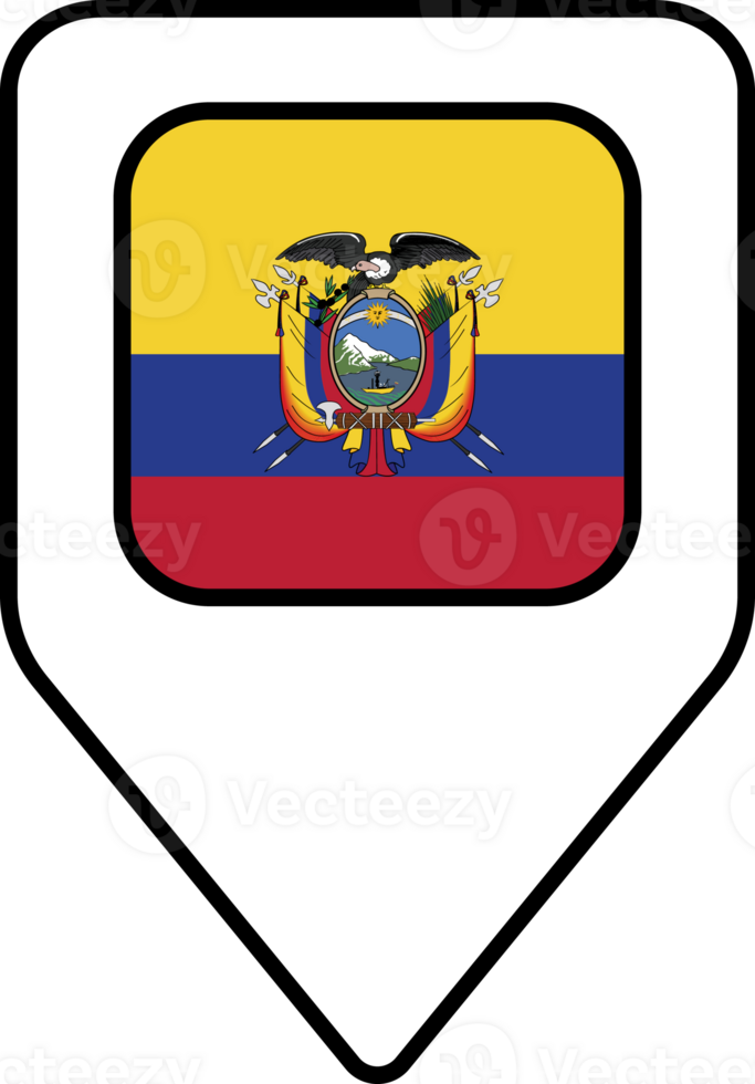 Ecuador flag map pin navigation icon, square design. png