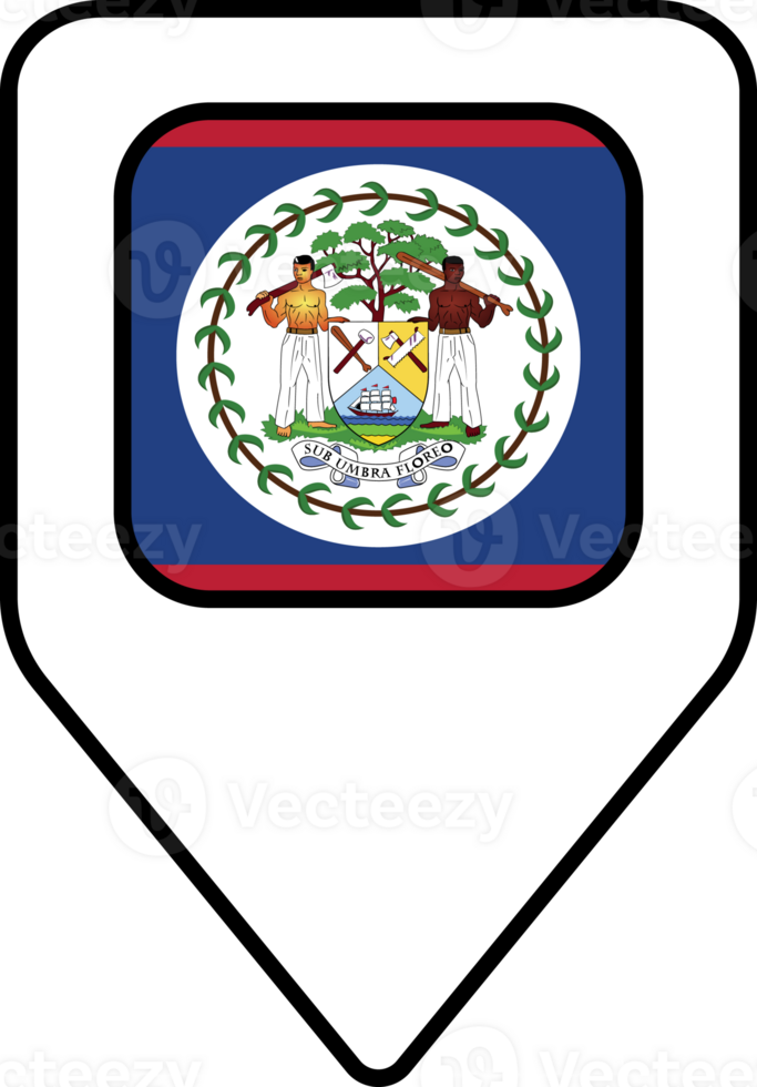 Belize flag map pin navigation icon, square design. png