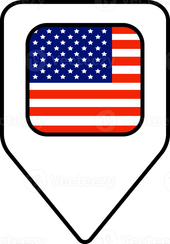 United States of America flag map pin navigation icon, square design. png