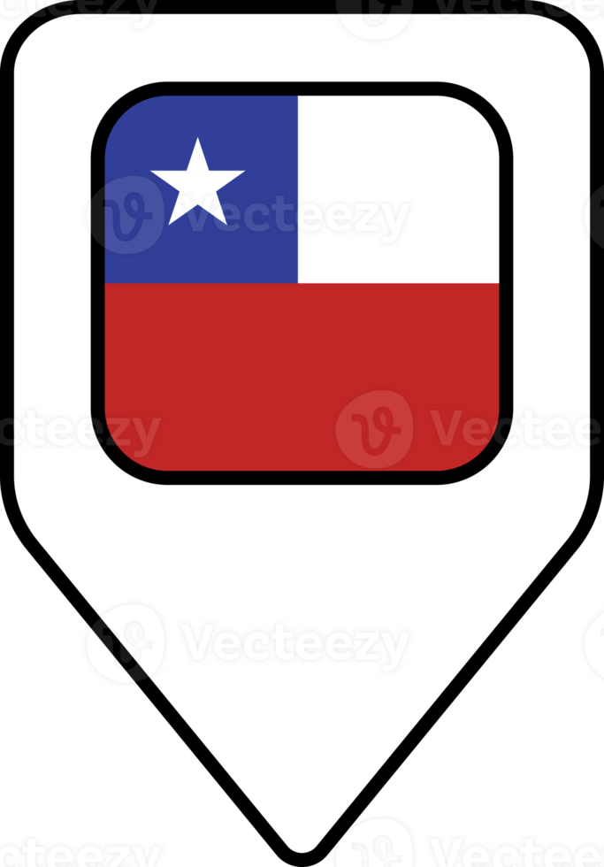 Chile flag map pin navigation icon, square design. png