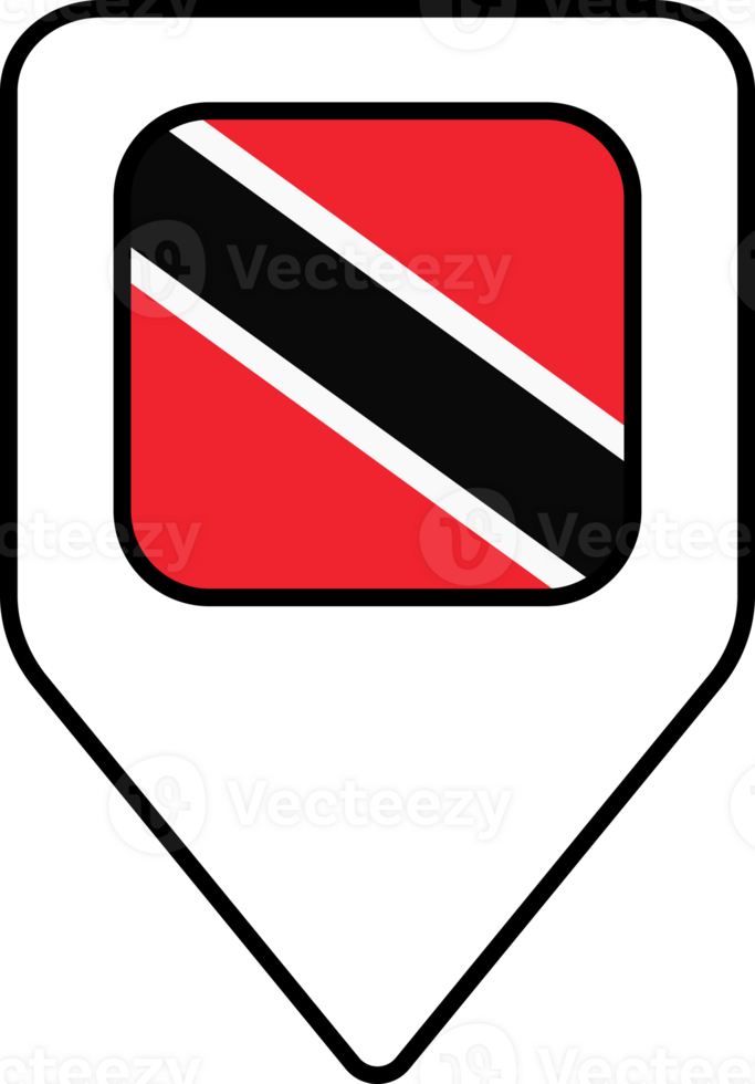 Trinidad and Tobago flag map pin navigation icon, square design. png