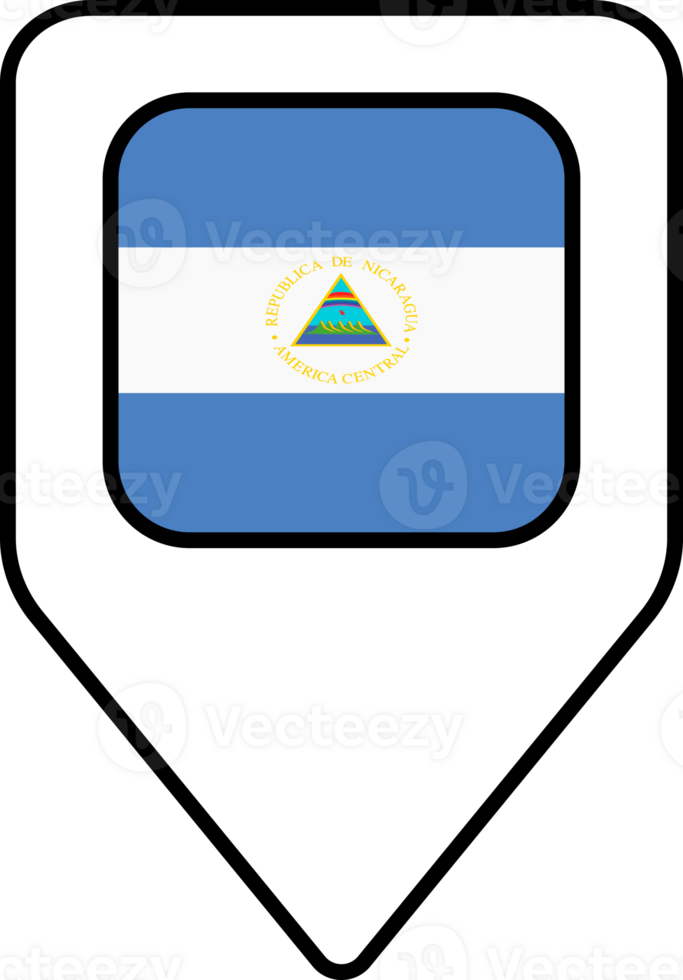 Nicaragua flag map pin navigation icon, square design. png