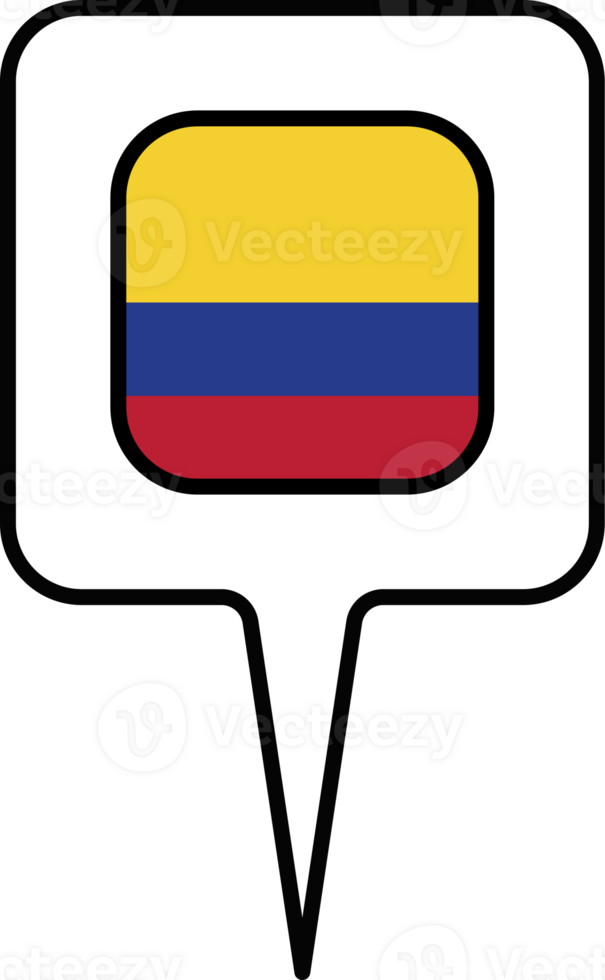 Colombia flag Map pointer icon, square design. png