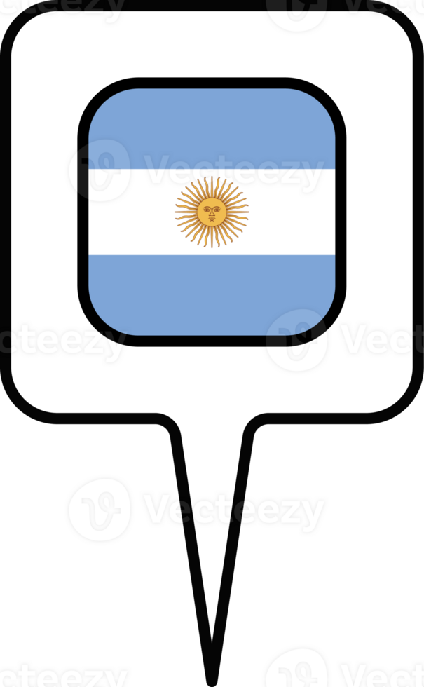 Argentina flag Map pointer icon, square design. png