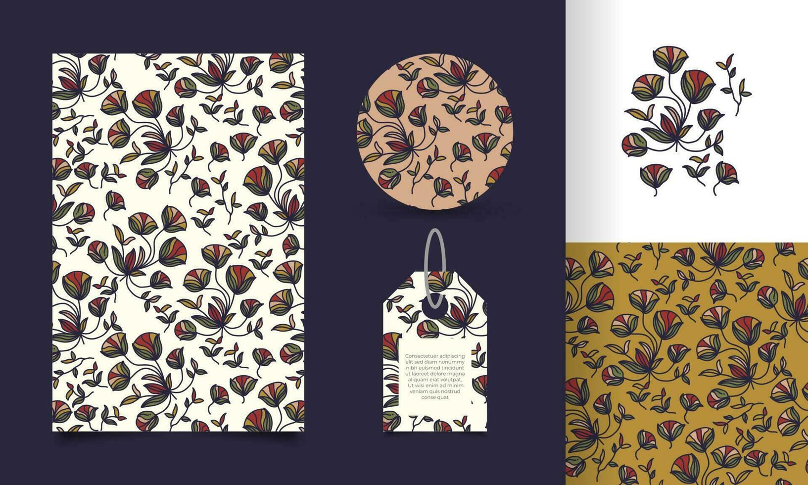 Seamless Floral Pattern with Vintage Cartoon Style. Flower Motif. Suitable for Wallpaper, Wrapping Paper, Background, Fabric, Textile, Poster, Apparel, Tag, and Card Design vector