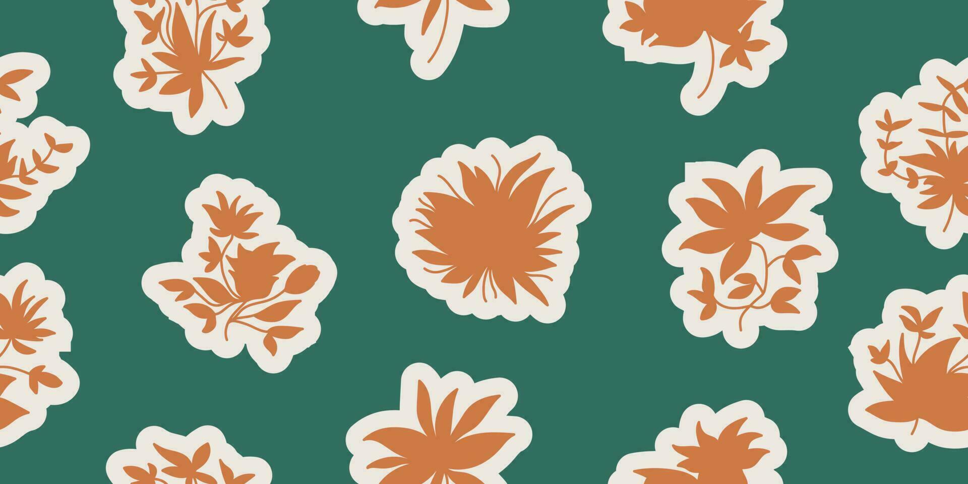 Seamless Cute Floral Pattern. Collage Contemporary Print. Flower Motif for Wallpaper, Wrapping Paper, Background, Fabric, Textile, Apparel, and Card Design vector