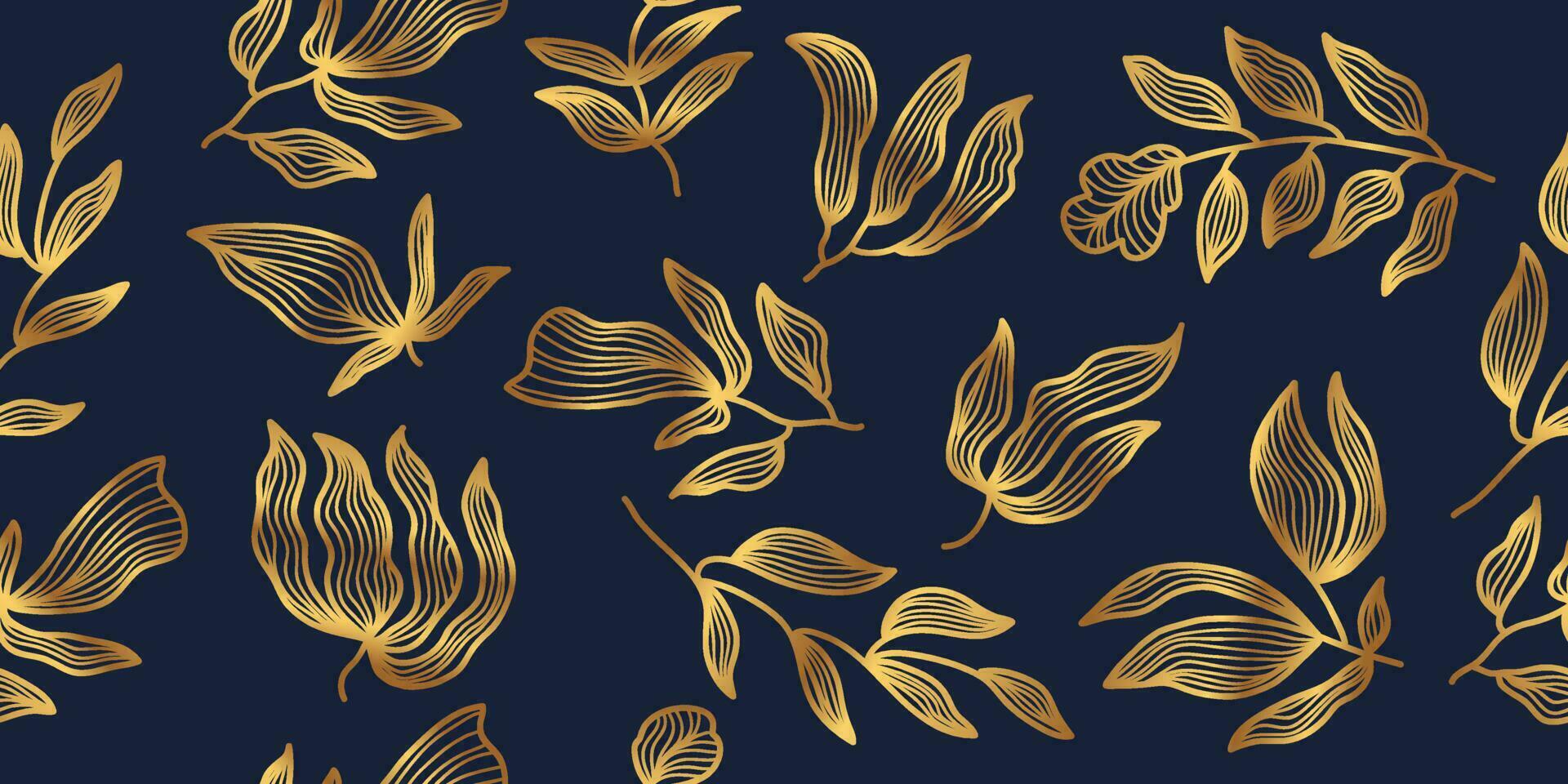 Seamless Exotic Floral Pattern in Luxurious Gold Gradient. Flower Motif. Suitable for Wallpaper, Wrapping Paper, Background, Fabric, Textile, Apparel, and Card Design vector