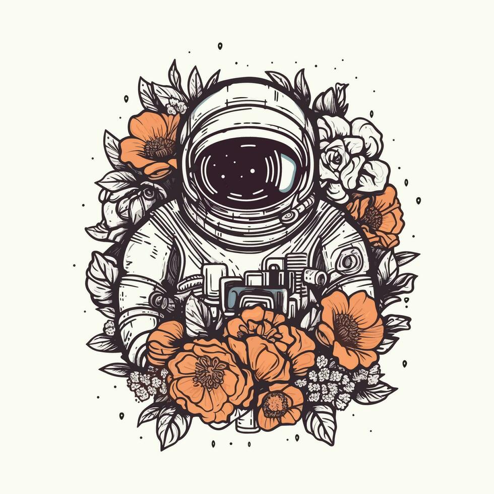 Explore the galaxy with this hand-drawn astronaut logo. A bold and unique design perfect for your space-themed brand vector