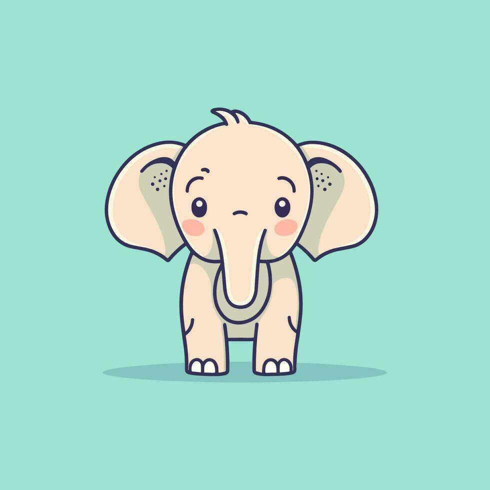 This cute kawaii elephant illustration is perfect for any project that needs an adorable touch. vector