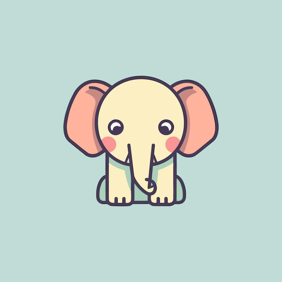 un linda y kawaii elefante con grande, redondo ojos y un juguetón expresión, Perfecto para niños' diseños y divertido proyectos vector