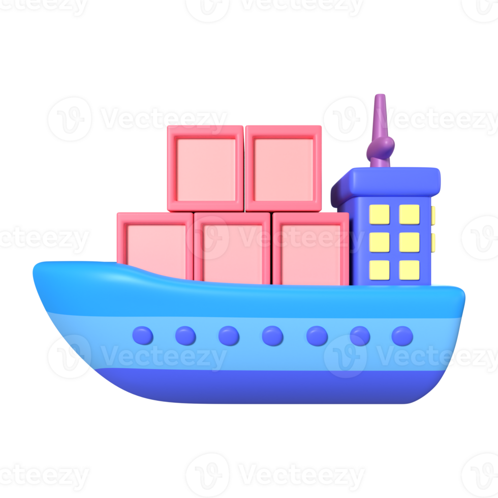 Cargo Ship 3D Illustration Icon png