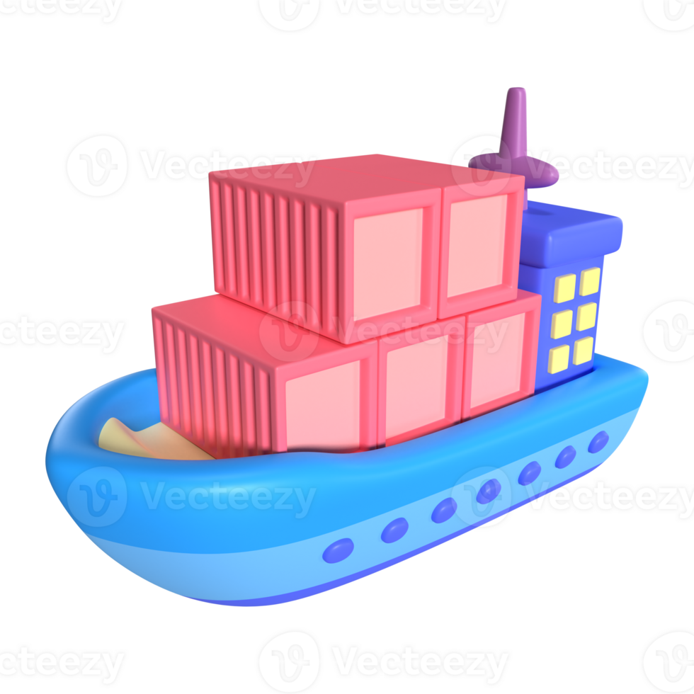 Cargo Ship 3D Illustration Icon png