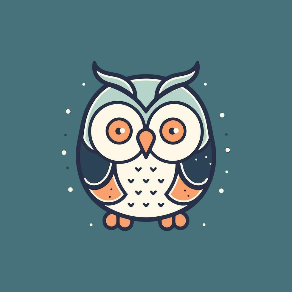 A charming and whimsical kawaii owl illustration, perfect for use in children's books, stationary, or as a cute logo design vector