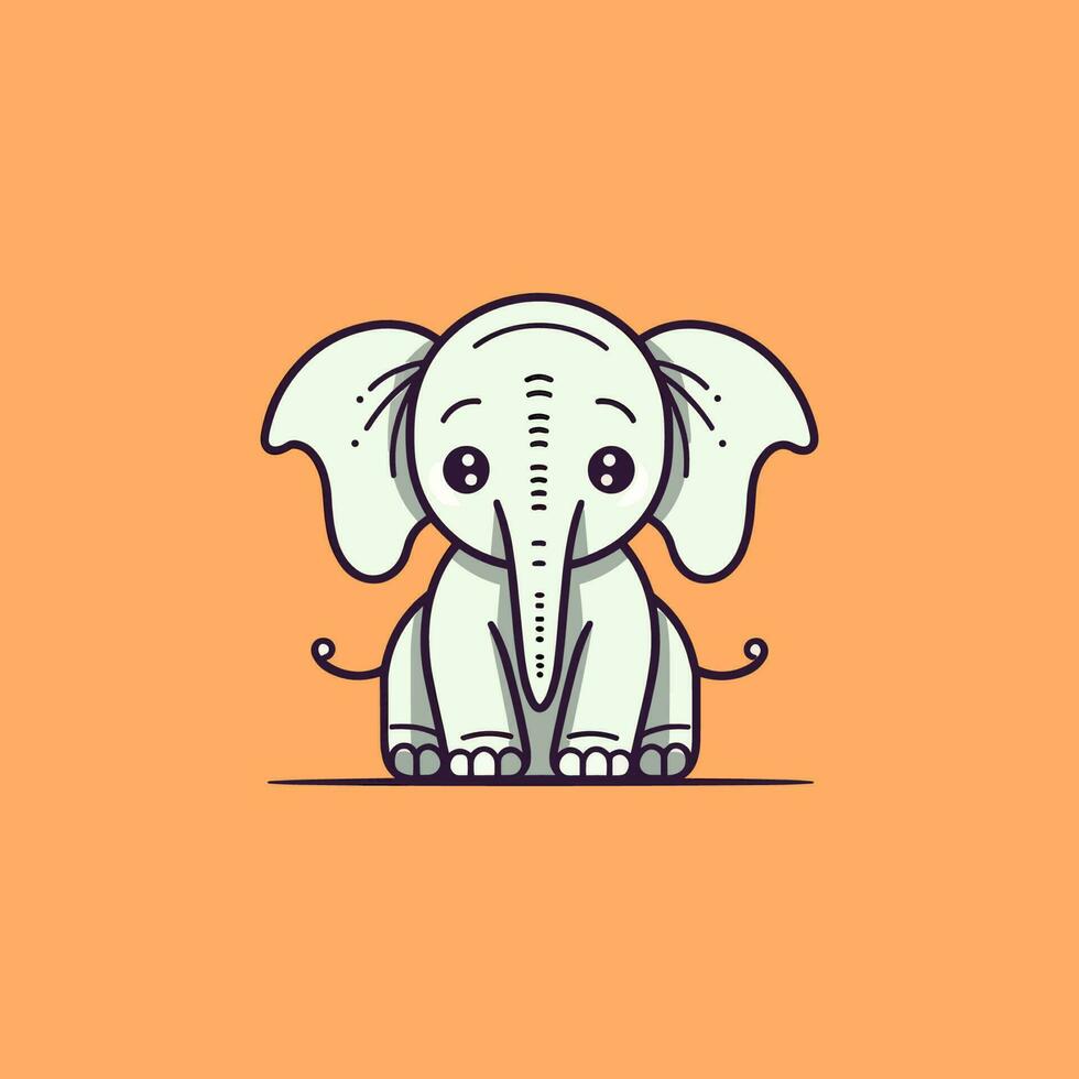 A cute and kawaii elephant with big, round eyes and a playful expression, perfect for kids' designs and fun projects vector