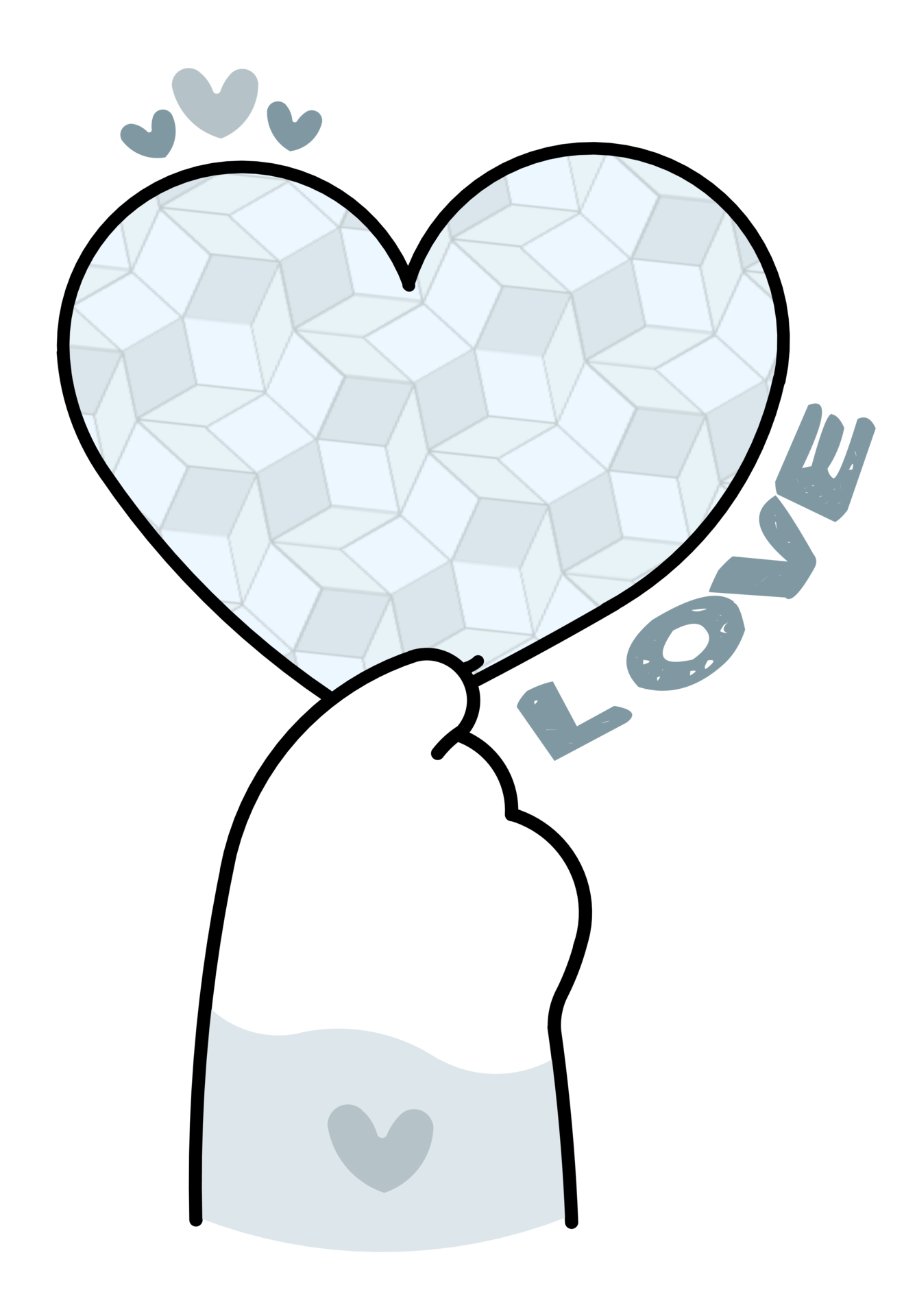 Cute Cat's Paw Holding a Colorful Heart 23521459 PNG