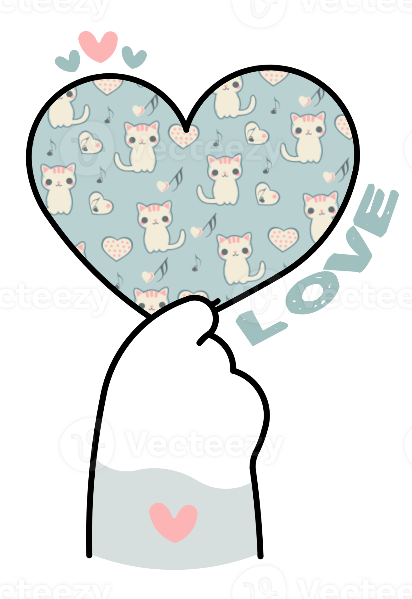 Cute Cat's Paw Holding a Colorful Heart 23521466 PNG