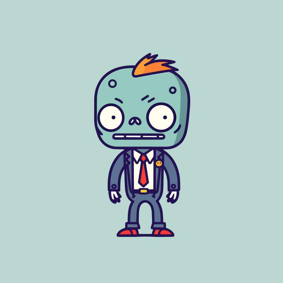 Cute Zombie cartoon helloween monster character scarecrow illustration vector