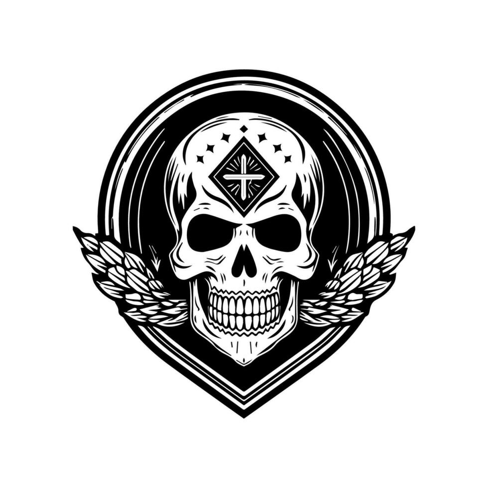 A striking Mexican skull emblem logo, perfect for a bold and edgy brand with a taste for the mystical and the macabre vector