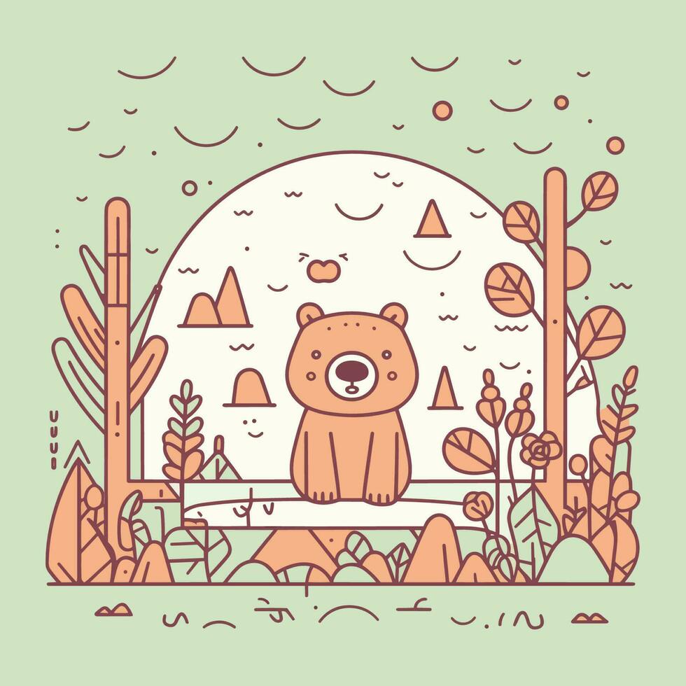 A charming and adorable kawaii bear illustration, perfect for use in children's books, websites, or as a cute mascot for any brand or produc vector