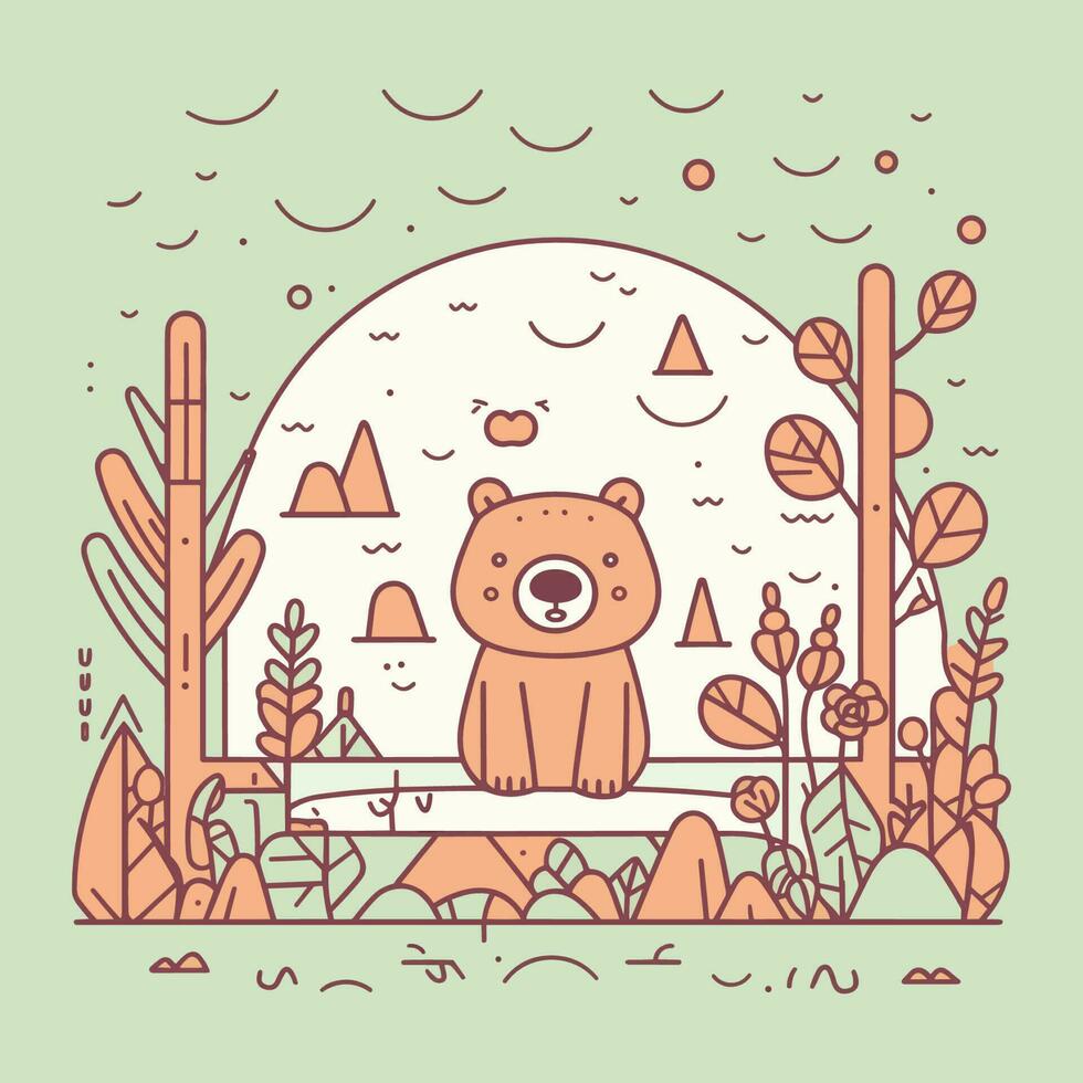 un encantador y adorable kawaii oso ilustración, Perfecto para utilizar en para niños libros, sitios web, o como un linda mascota para ninguna marca o produc vector