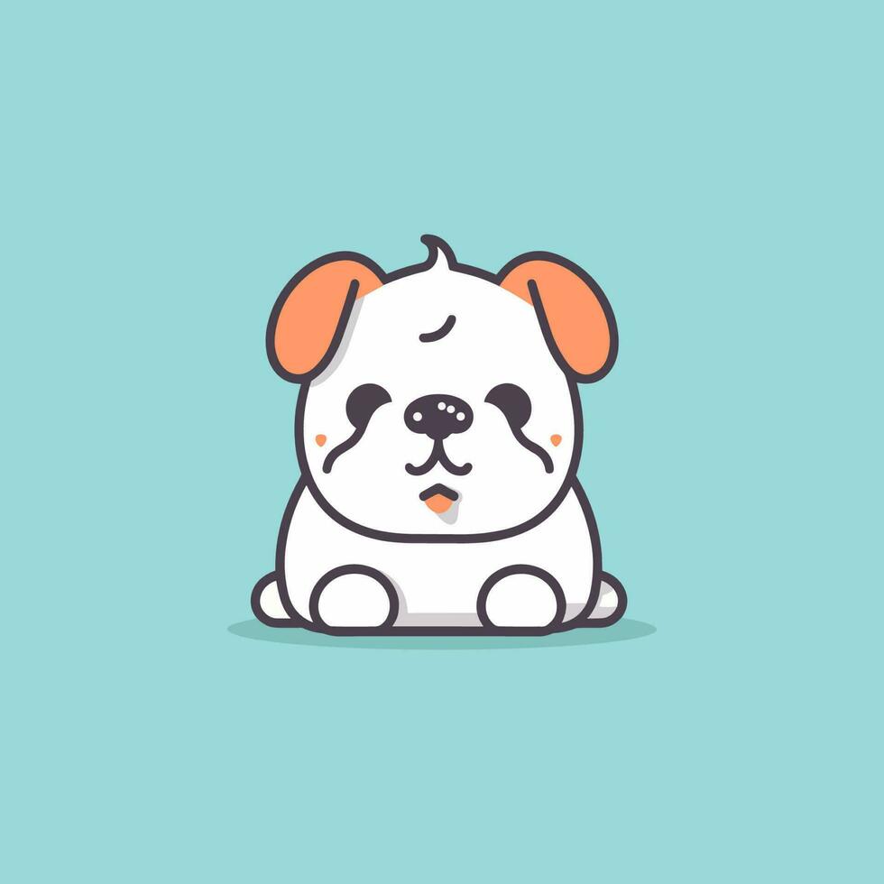 linda kawaii buldog dibujos animados perrito perrito ilustración vector