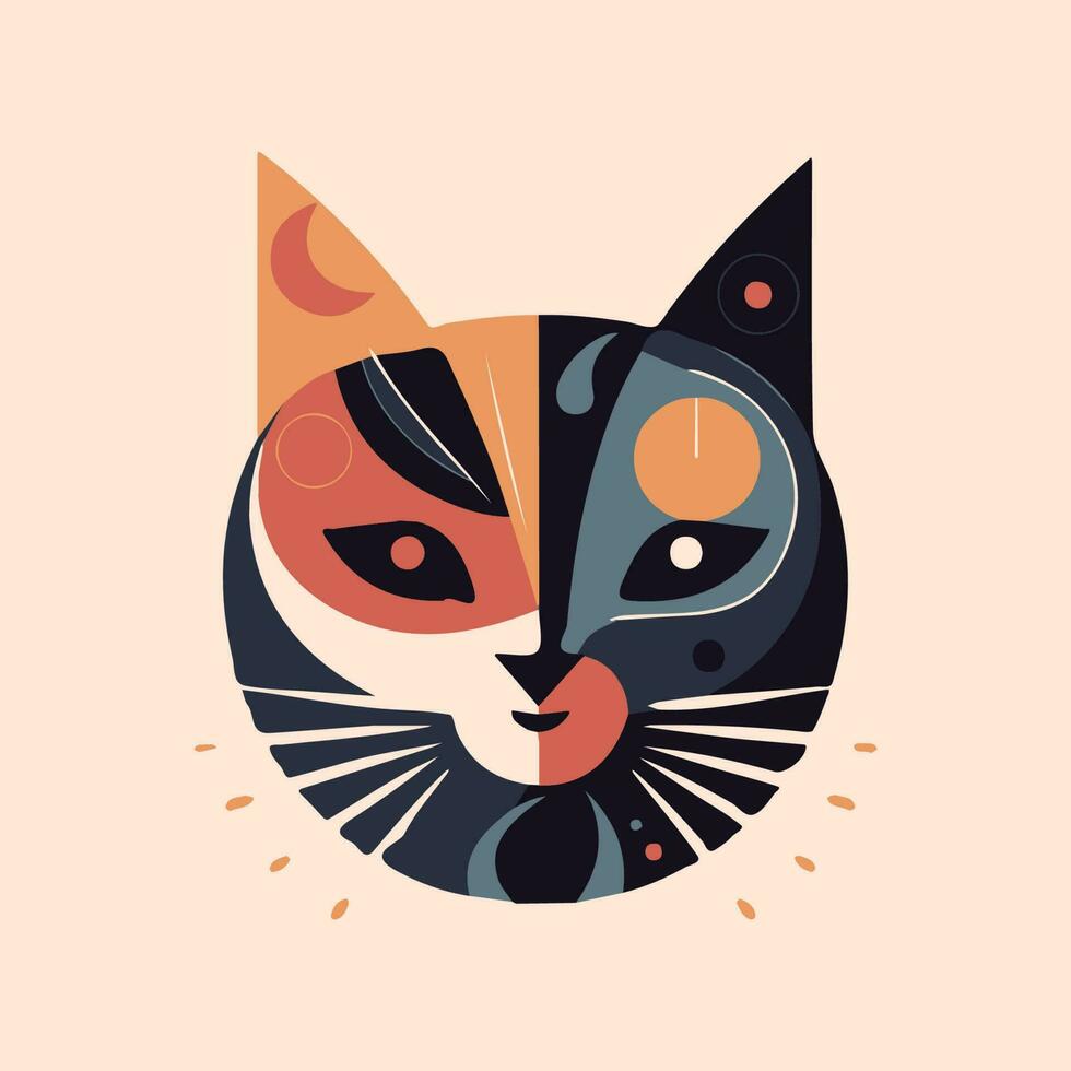 Get your paws on our stylish cat head logo. This flat design illustration is the purrfect way to showcase your feline flair vector