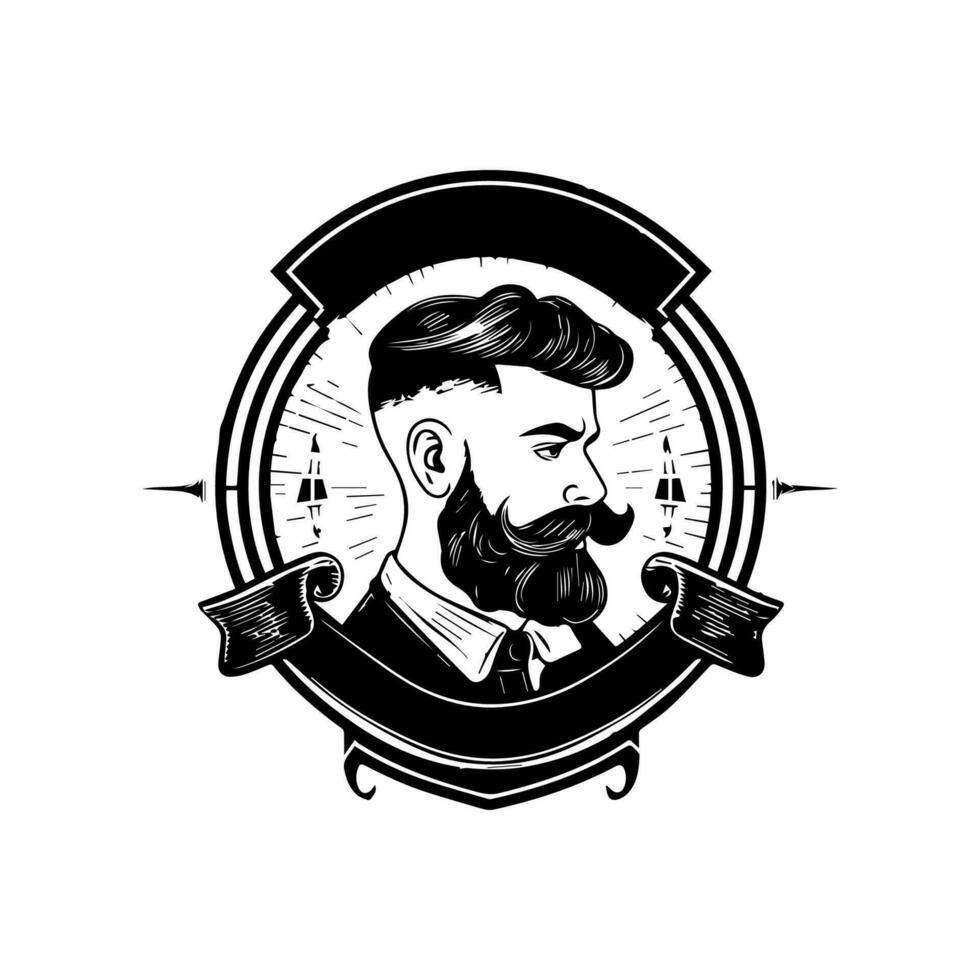 Barbershop logo featuring a classic barber's pole and traditional scissors, perfect for a vintage-inspired look vector