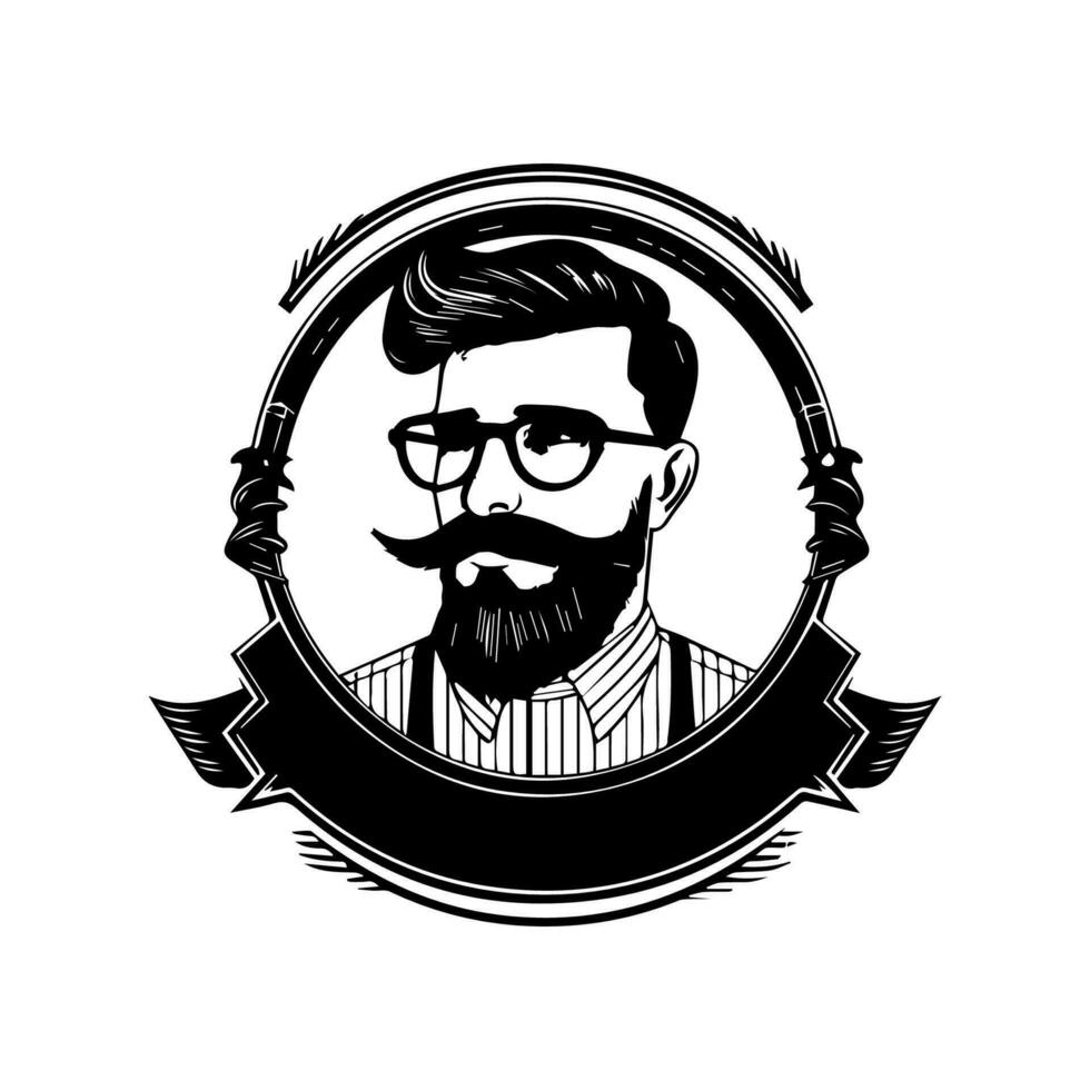 Barbershop logo featuring a classic barber's pole and traditional scissors, perfect for a vintage-inspired look vector