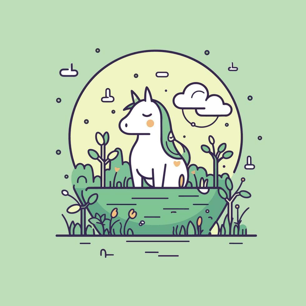 linda y vistoso kawaii unicornio ilustración Perfecto para ninguna divertido y caprichoso diseño proyecto vector