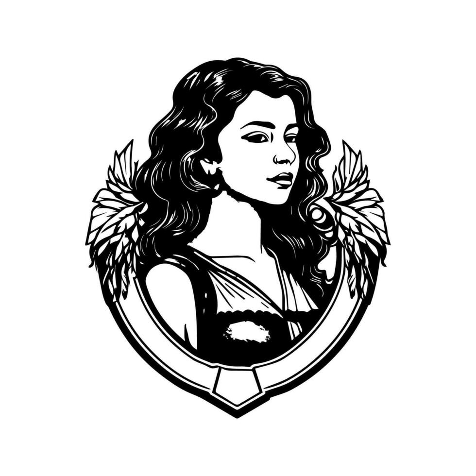 A stunning black and white illustration of a beautiful Mexican girl, perfect for art prints, posters, or as a book cover vector