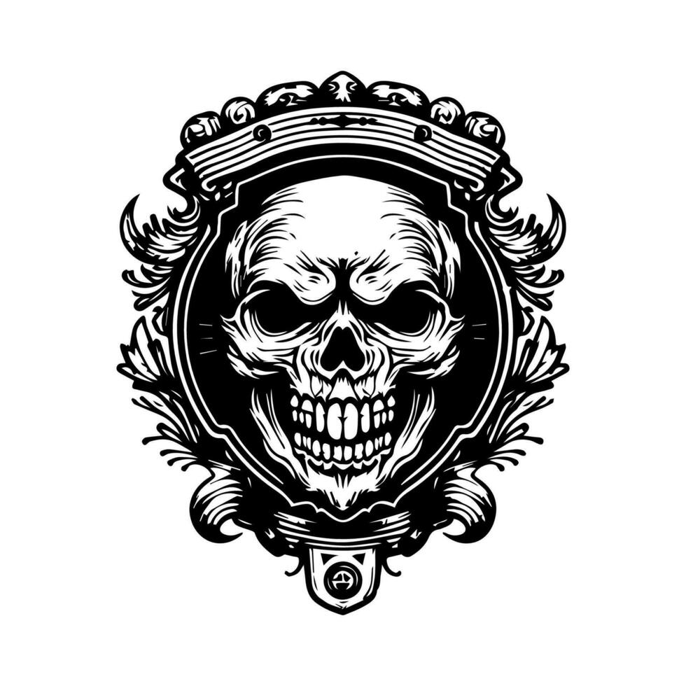 A striking Mexican skull emblem logo, perfect for a bold and edgy brand with a taste for the mystical and the macabre vector
