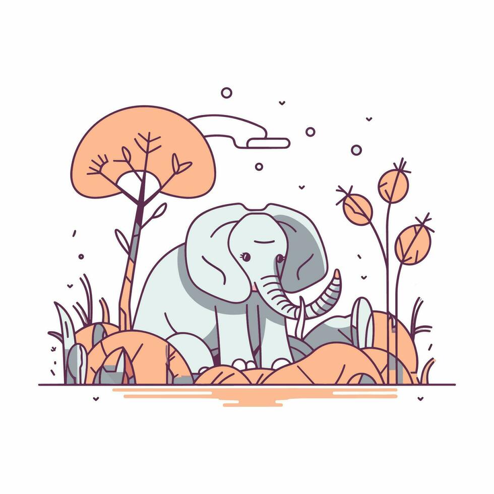 un linda y kawaii elefante con grande, redondo ojos y un juguetón expresión, Perfecto para niños' diseños y divertido proyectos vector