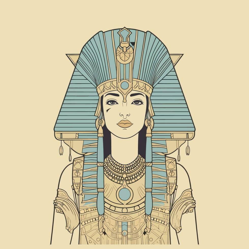 Egypt Cleopatra illustration is regal and captivating, perfect for designs that embody power and strength vector