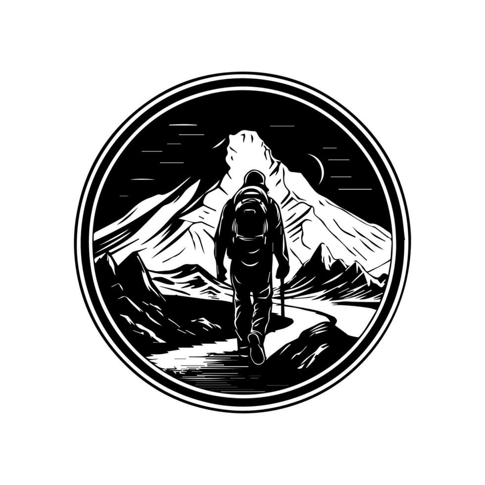 Hit the trails with our adventurous hiking logo design. This dynamic illustration is perfect for outdoor and nature-related brands. vector