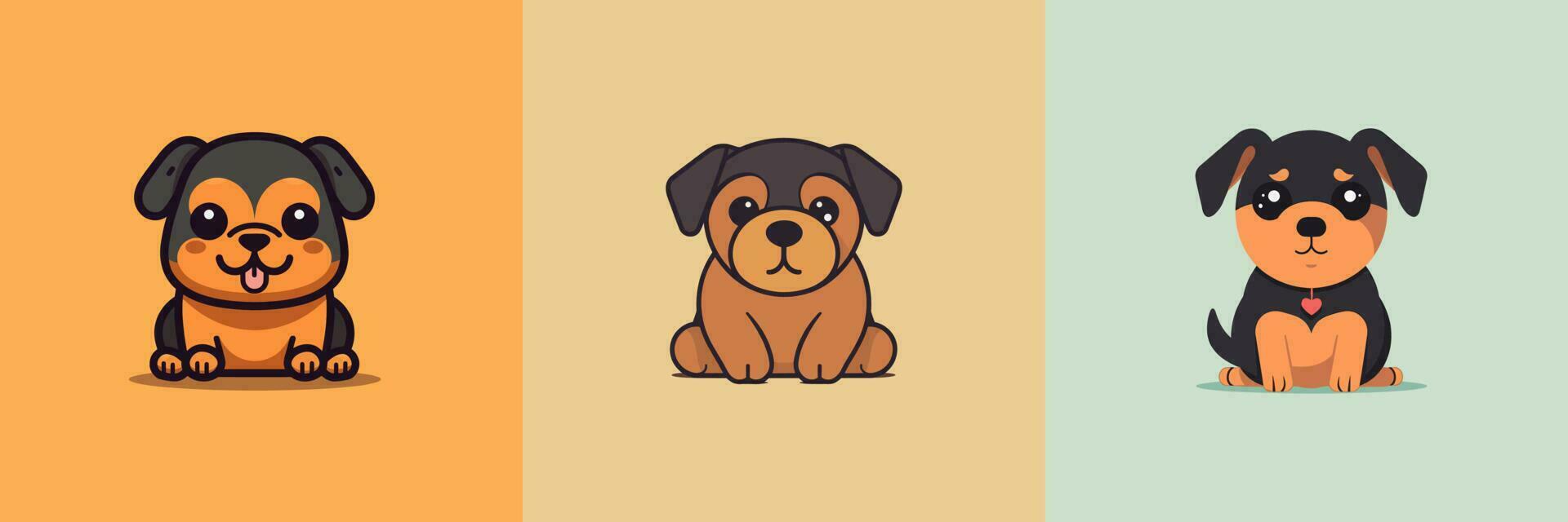 Dog collection set cute cartoon puppy animals pets illustration vector