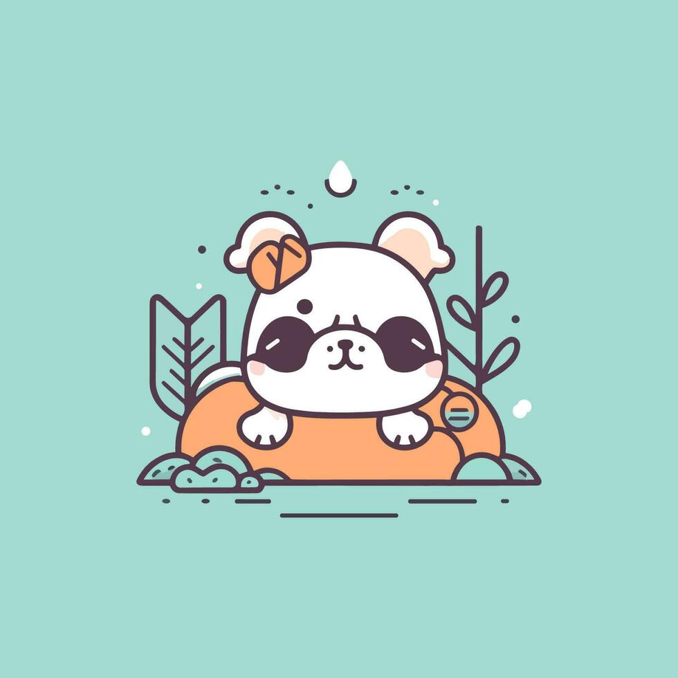 Cute kawaii bulldog cartoon doggy puppy illustration vector