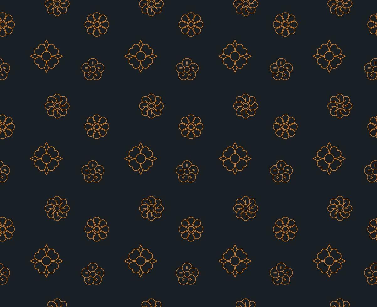 Golden Petals Seamless Pattern on dark background Fully Editable vector