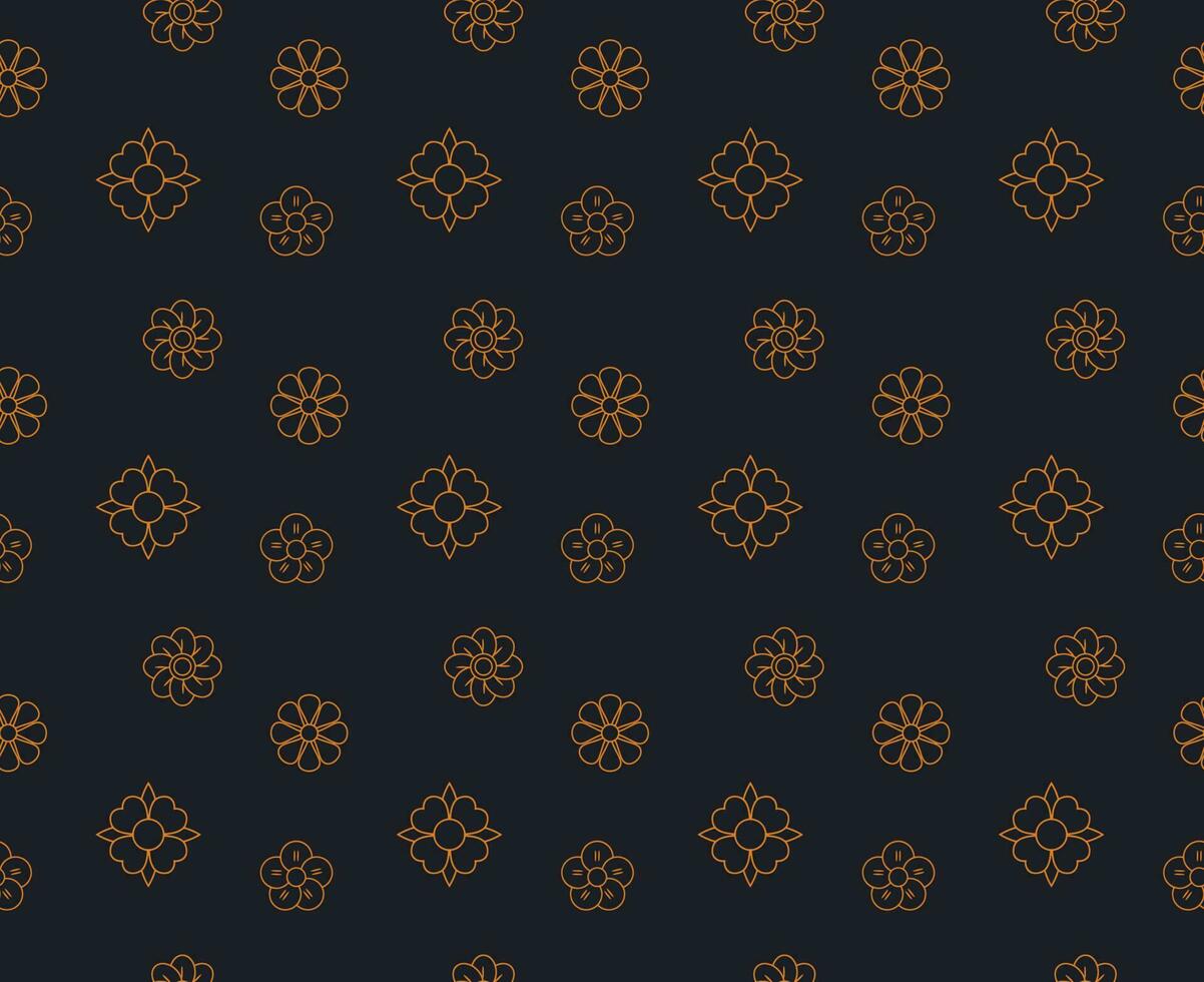 Golden Petals Seamless Pattern on dark background Fully Editable vector