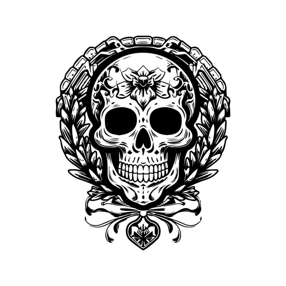 A striking Mexican skull emblem logo, perfect for a bold and edgy brand with a taste for the mystical and the macabre vector