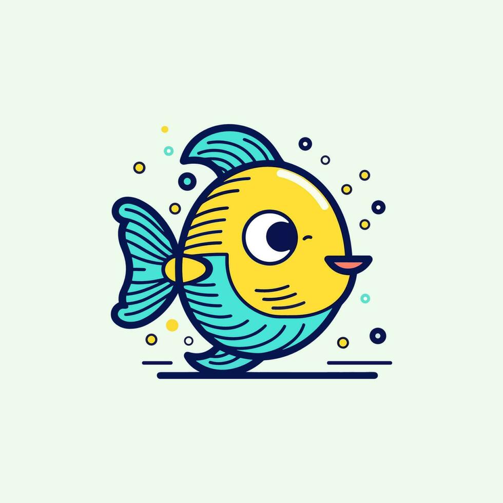 cute kawaii fish illustration is adorable and vibrant, perfect for designs that are playful and lively vector