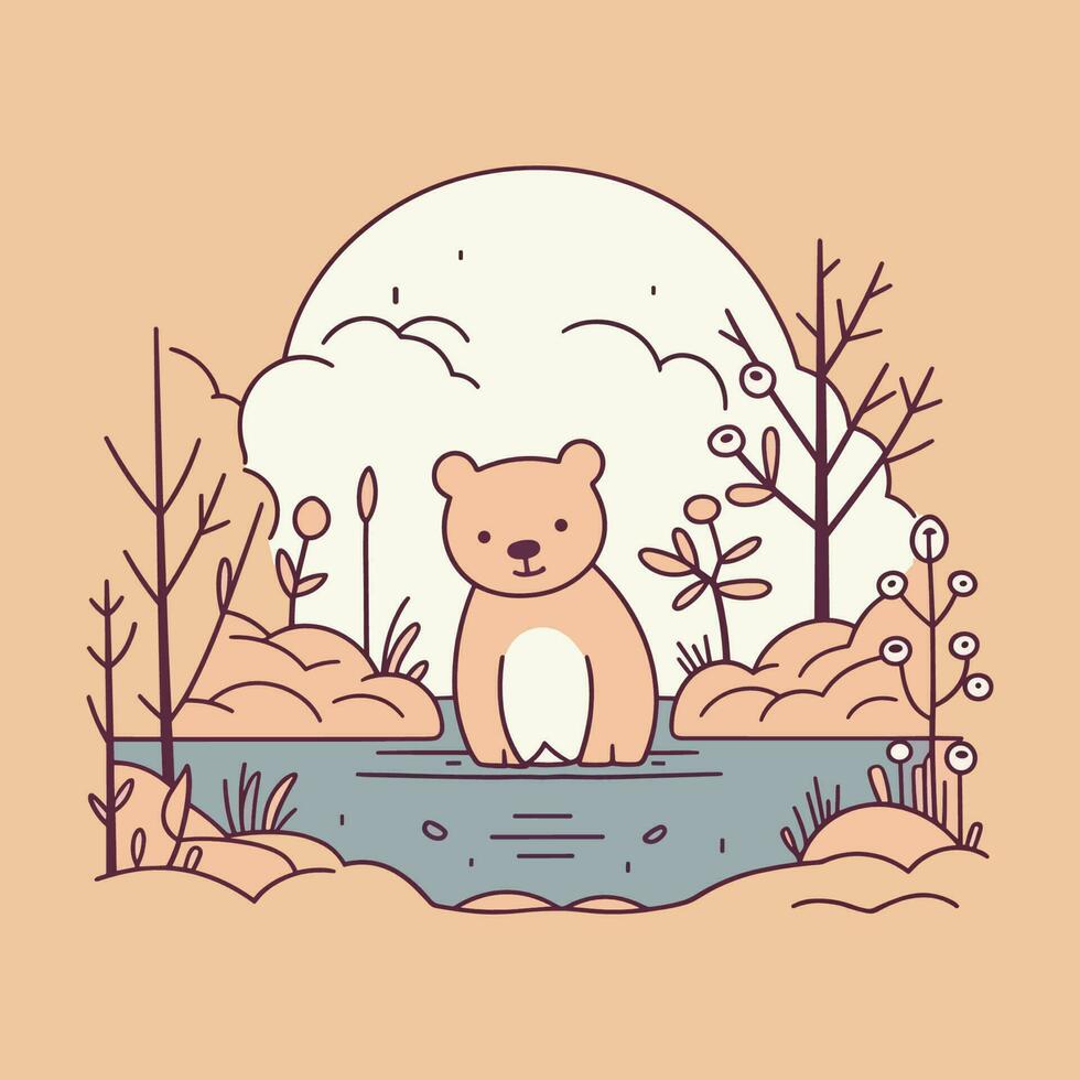 un encantador y adorable kawaii oso ilustración, Perfecto para utilizar en para niños libros, sitios web, o como un linda mascota para ninguna marca o produc vector