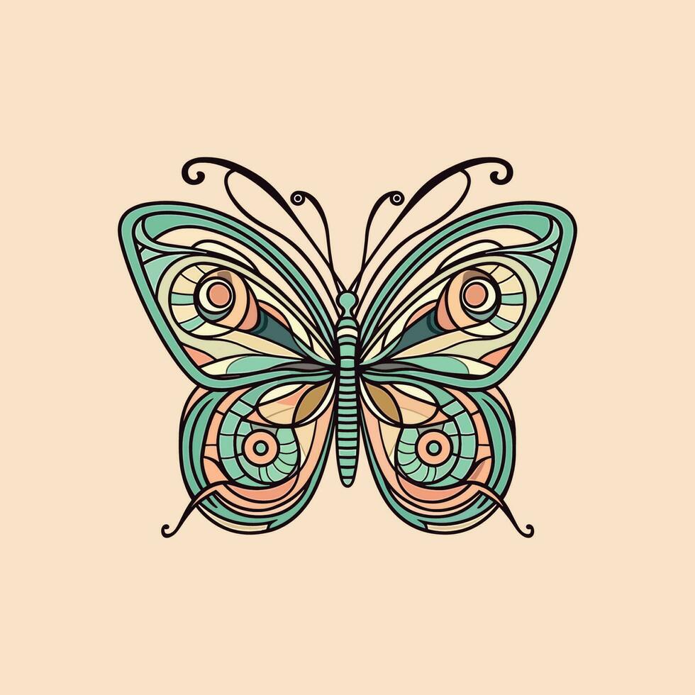 A colorful butterfly with intricate details, perfect for a logo design that represents grace, transformation, and beauty vector